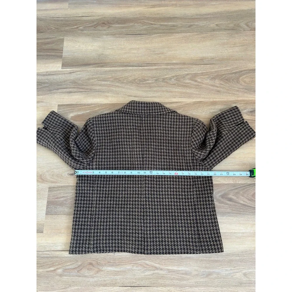 Ralph Lauren Wool blend houndstooth brown 3 button blazer professional office 16